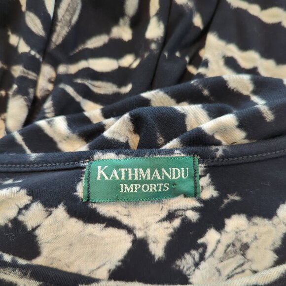 KATHMANDI Imports long sleeve Tie Dyed black beige gray asymmetrical hem top P - Picture 5 of 14
